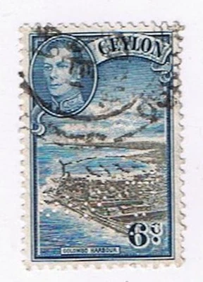 Estampillas Ceilán Rey Jorge VI 1938 Negro y Azul 6c Scott #280 Foto 1 de 2