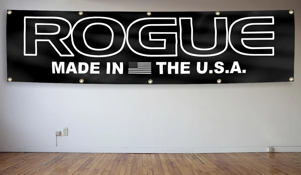 Rogue Fitness Falg Banner 2X8Ft Barbell Workout Gym Equipment Usa Flag Decor - Image 1 of 1