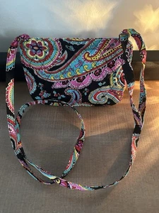 Vera Bradley Petite Crossbody in Parisian Paisley black and colorful small purse - Picture 1 of 9