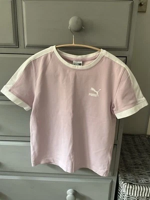 Puma Pink Ladies T-shirt With White Details Size 10 - Image 1 of 4