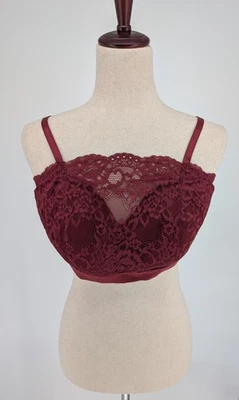 Bralette de Encaje Tórrido Talla 1 (L/XL) Vino Borgoña Floral Elastizado Longline Nuevo con Etiquetas Foto 1 de 4