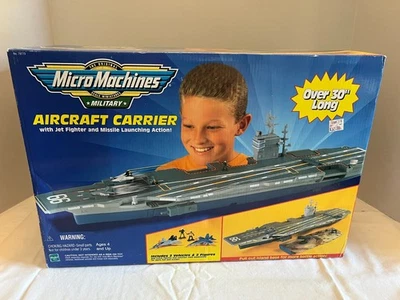 Porta-aviões militar vintage, novo, lacrado, micro máquinas 30" - Imagem 1 de 4