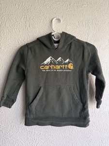 Carhartt Hoodie Boys Sz 6 Green Relaxed Fit Long Sleeve Pullover Pocket - Picture 1 of 3