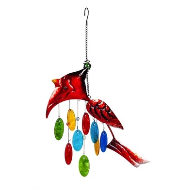 Glass and Metal Icon Wind Chime, Cardinal Foto 1 de 4