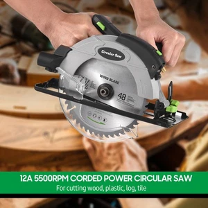 12A 5500RPM Corded Circular Saw With 7-1/4Circular Saw Blade And TDW - Picture 1 of 12