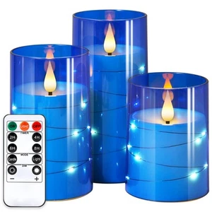 Flickering Flameless Candles: 3D Wick Built-in Star String Lights Acrylic Unb... - Picture 1 of 6