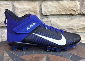 Nike Men's Alpha Menace Pro 2 Mid Football Cleats BV3945-400 Black/Royal Size 15 - Picture 1 of 5