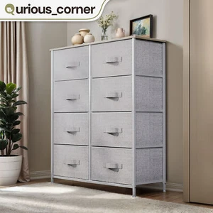Chest of Fabric Storage 8 Drawers Dresser Bedside Tower Organizer Cabinet Unit - Picture 1 of 11