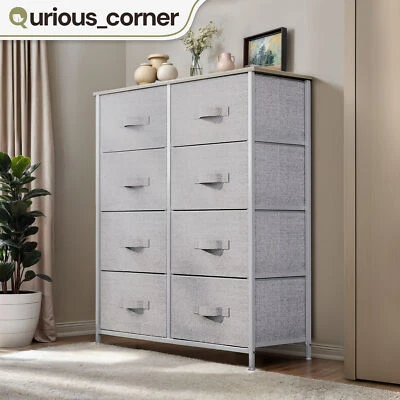 布料储物柜8个抽屉梳妆台床边塔收纳柜单元 — 第 1/4 张图片