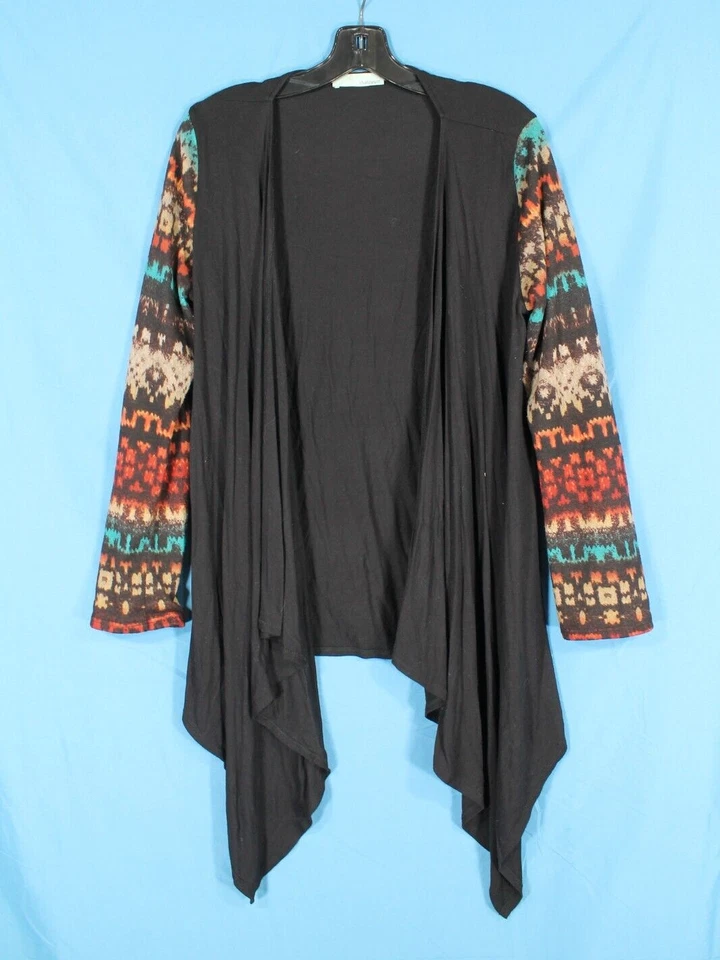 Cárdigan/Kimono CHATOYANT Negro Tejido Frente Abierto MANGAS SUÉTER SUROESTE L Foto 1 de 4