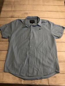 Aeropostale Button Down Shirt Mens XL Blue A87 Logo Everyday Collared - Picture 1 of 3