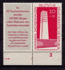 101988/ DDR 1960 – Mi 783 – Zierfeld links – FN – Mahnmal Sachsenhausen – postfr - Bild 1 von 1