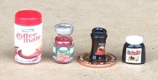 1:12 Scale Jam Coffee Powdered Milk & Nutella Jars Tumdee Dolls House Miniature