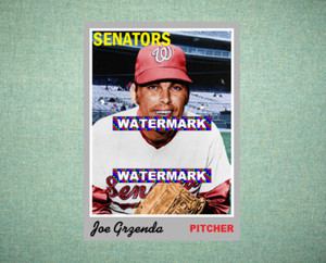 Joe Grzenda Washington Senators 1970 Style Custom Baseball Art Card