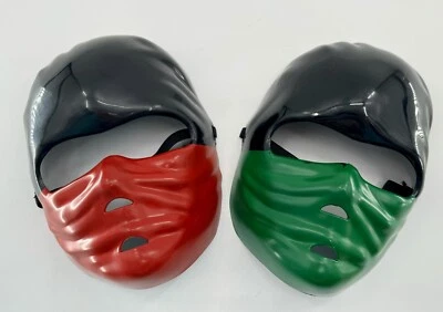 Ninja Hard Plastic Mask Greenbrier International 2pc Green & Red Costume Kids Foto 1 de 4