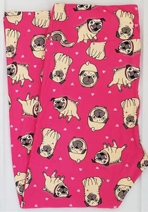TC Lularoe Leggings Pug Dog Polka Dot Hearts On Pink Size 12-18 NEW 258315 - Picture 1 of 3