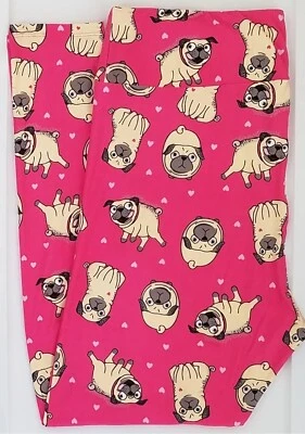 TC Lularoe Leggings Pug Perro Lunares Corazones Sobre Rosa Talla 12-18 NUEVO 258315 Foto 1 de 3