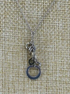 BARONI DESIGNS silver circle pendant drop necklace on chain 925 - Picture 1 of 10