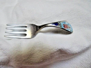 Antique Rogers Lunt Bowles Enameled Sterling Silver To Sweep Cobwebs… Baby Fork - Picture 1 of 6