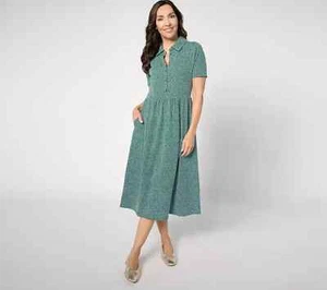 Denim & Co. Favorite Jersey Collared Midi Dress-Drk Olive-2X A635992 NEW - Picture 1 of 1