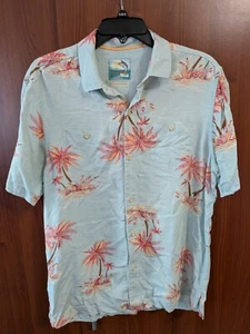 Mens Tommy bahama Hawaiian shirt Island Modern Fit M Medium silk blue red palm - Picture 1 of 10