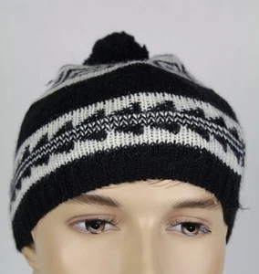 Ralph Lauren Womens Black Cream Wool Beanie Hat NWT - Picture 1 of 1