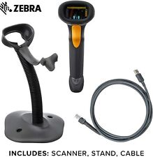 Scanner de codes-barres laser portable à fil USB Symbol Zebra LS2208-SR20007R avec support