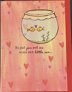 Valentine Card for Sweetheart Two Fish in Bowl Recycled Paper Greetings - Picture 1 of 3