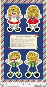 Holly's Dolls Panel Cotton Fabric Blue HIll Stuff Toy Reproduction 23 by 44    - Picture 1 of 1