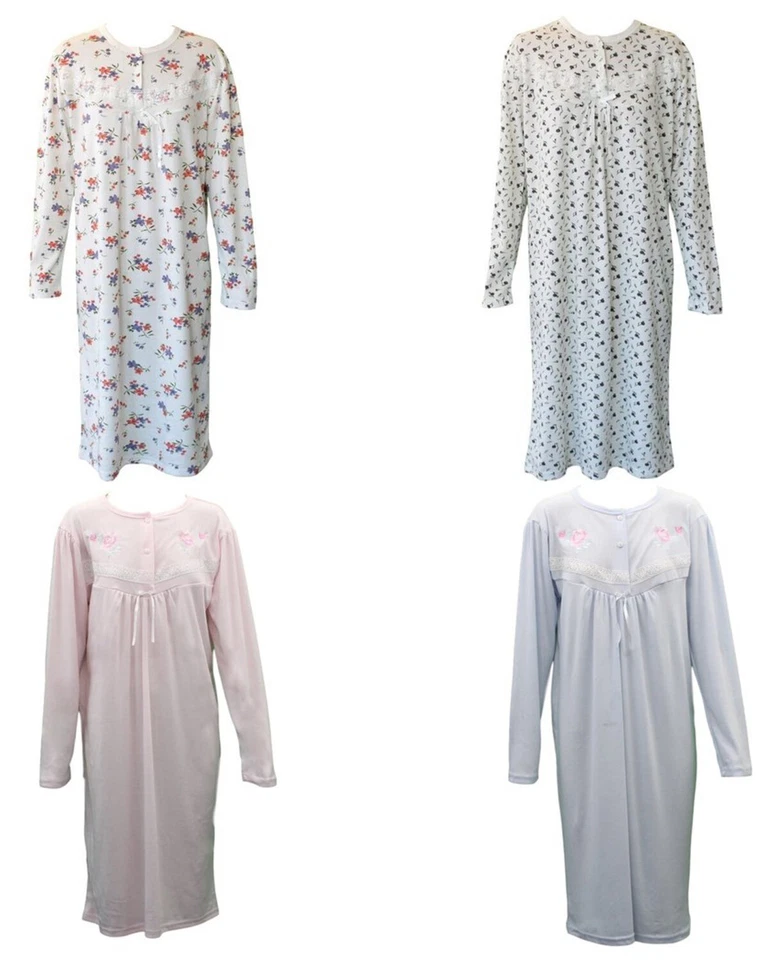 Women's Cotton Long Sleeve Nightie Night Gown Winter Pajamas Pyjamas Sleepwear - image 1 of 1