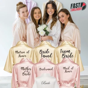 Silk Satin Kimono Bathrobe for Women Bride Bridesmaid Dress Mother Wedding Gift - Picture 1 of 187