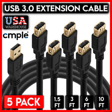 5 Pack USB 3.0 Extension USB A Male to Female Cable Extender Cord Data Sync LOT