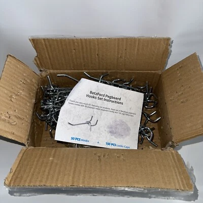 Betzford Peg Hooks 50 Pieces 4" Pegboard Rounded Safety Tips 1/4" 1/2" Holes Lot - Image 1 of 4