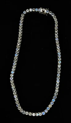 Collar de tenis redondo de piedra lunar resplandor luna 4 mm plata de ley 925 16 pulgadas Foto 1 de 4