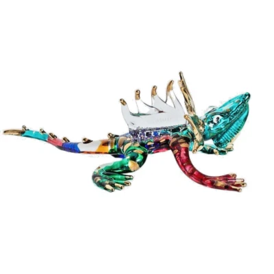 Hand Blown Art Glass Exotic Chameleon Miniature Animals Sculpture Figurine - Image 1 of 4