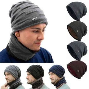 Winter Women's Men Knit Slouchy Baggy Beanie Oversize Hat Scarf Ski Fleece Cap - Picture 1 of 25
