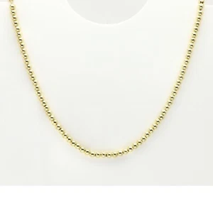 14k Bead Ball Chain Necklace Made in Italy Real 14k Yellow Gold Beads 4mm - Picture 1 of 8