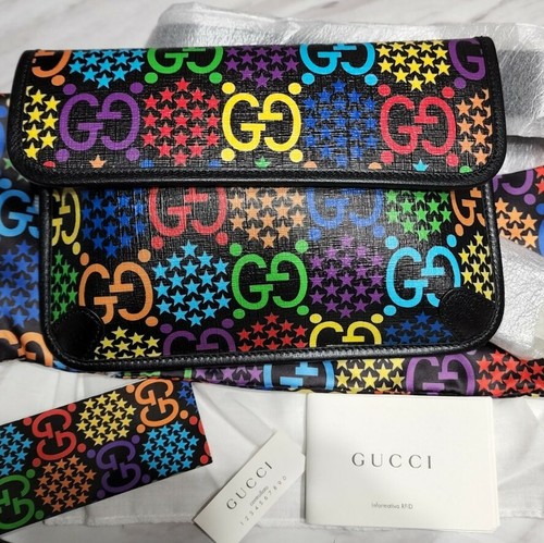 Borsa da cintura psichedelica Gucci multicolore nera GG Supreme rivestita in tela