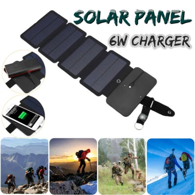 4/5P Fold Solar Panel Power Bank Charger Mobile Phone Waterproof Outdoor Camping - Image 1 of 4