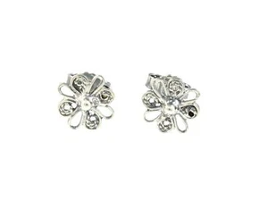 Ohrringe Lappen Wasserzeichen Sarda Silber 925 Brüniert mit Blume - Imagen 1 de 2