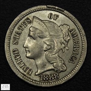 1888 Nickel Three Cent Piece 3CN (Obverse Rim Cud Mint Error!)