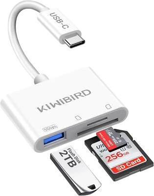 KiWiBiRD USB C SD Micro SD Card Reader for iPhone 16 15 Mac iPad Air Pro USBC - Image 1 of 4