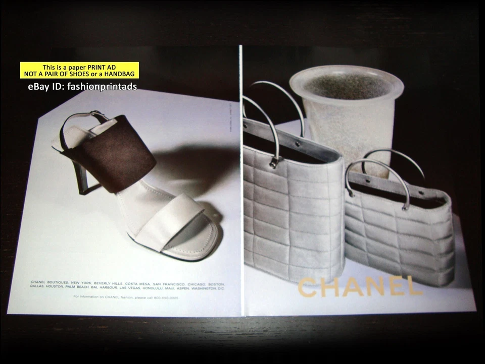 vintage CHANEL Footwear & Accessories 2-Page PRINT AD Spring 1999 - Image 1 of 1