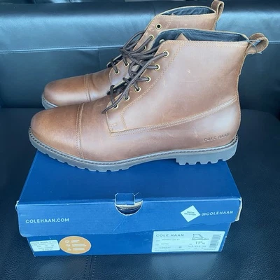 Cole Haan Grand+ Botas Lug Originais Bayou Couro Marrom C39937 Masculinas Tamanho 11.5 Novo com etiquetas - Imagem 1 de 4