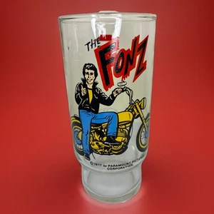Vintage Happy Days THE FONZ MOTORRAD Dr. Pepper Serie Trinkglas 1977 - Bild 1 von 5