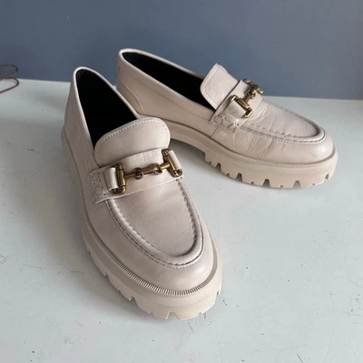 Massimo Dutti loafers shoes size 7.5 chunky lug sole horse bit cream academia - Image 1 of 4