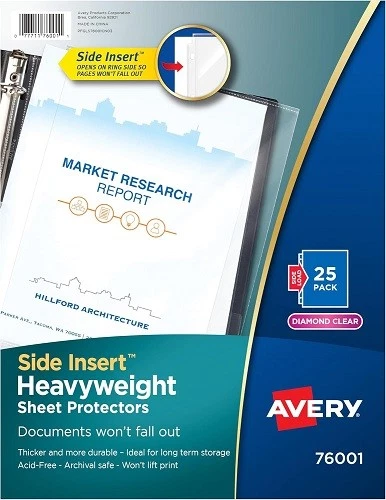 Side Insert Sheet Protectors Side-Load Heavyweight Diamond Clear 8.5x11in 25/PK - Image 1 of 1