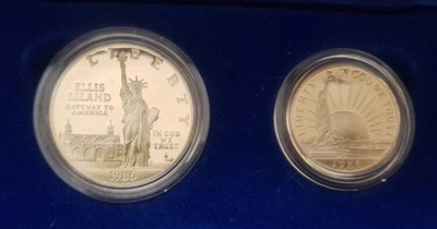 $1 & .50 Dollar SILVER 1986-S PROOF 🪙U.S. LIBERTY CENTENNIAL COINS🪙OGP Box COA - Image 1 of 4
