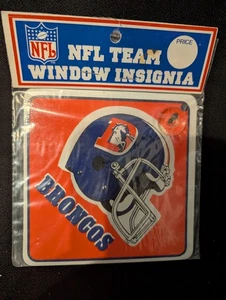 NFL DENVER BRONCOS FOOTBALL Window Insignia Card Suction Cup 80's 5" by 5" - Picture 1 of 1