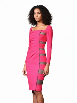 Nuevo con etiquetas Vestido de Lana Elástico Rosa Caliente Psycho Etiqueta Negra Catherine Malandrino 0 $590 Foto 1 de 4